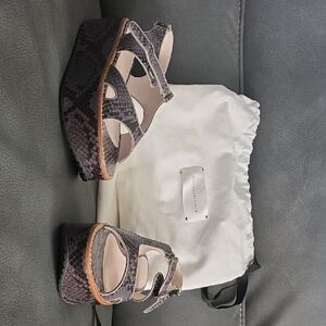 Victoria Beckham Snakeskin Platform Sandals - Black and Brown